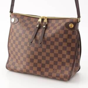 Louis Vuitton Bag Shoulder Leather Duomo Brown Damier Canvas Ebene Hobo